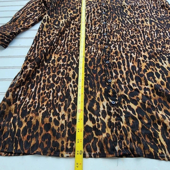 Live 4 Truth Women’s Brown Leopard Coverup Transparent Buttons Dress Sz L - Picture 12 of 12